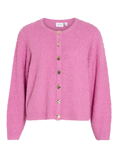 VILA Knitted Long Sleeve Cardigan in Pink