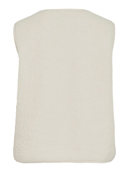 VILA Teddy Gilet in Cream
