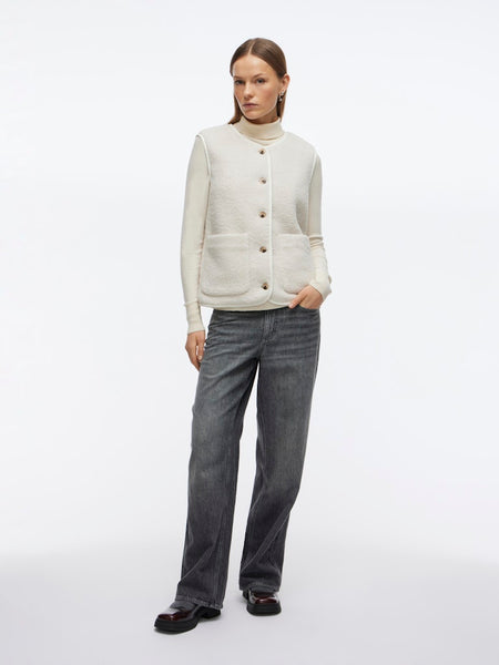 VILA Teddy Gilet in Cream
