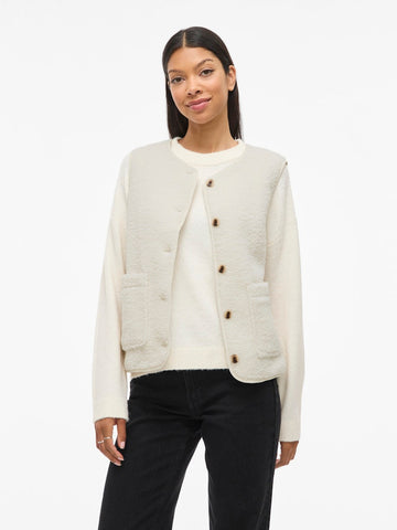 VILA Teddy Gilet in Cream