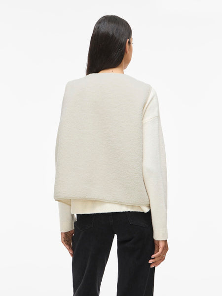 VILA Teddy Gilet in Cream