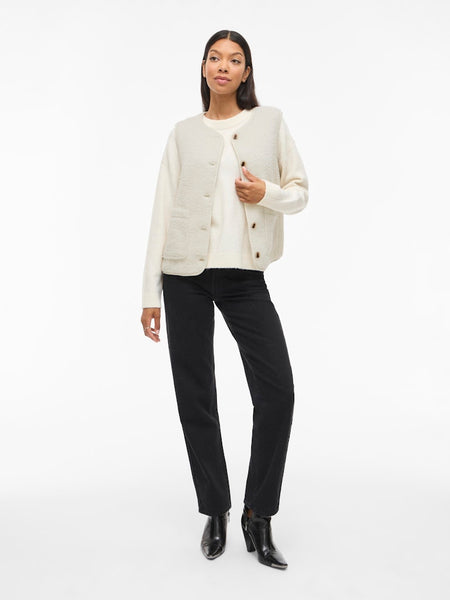 VILA Teddy Gilet in Cream