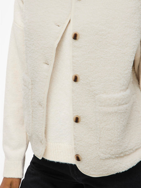 VILA Teddy Gilet in Cream
