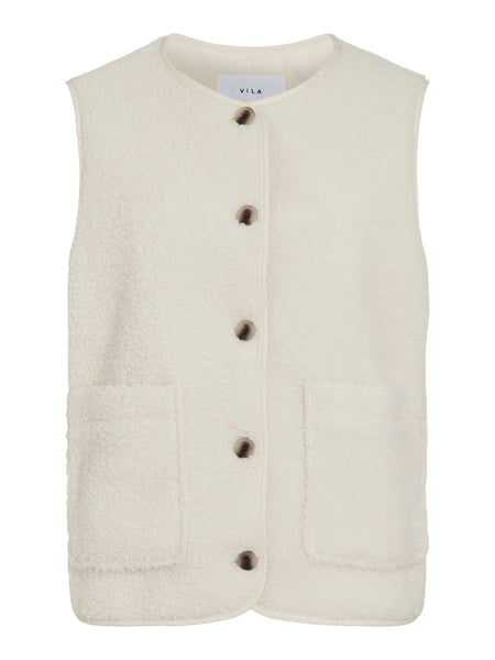 VILA Teddy Gilet in Cream