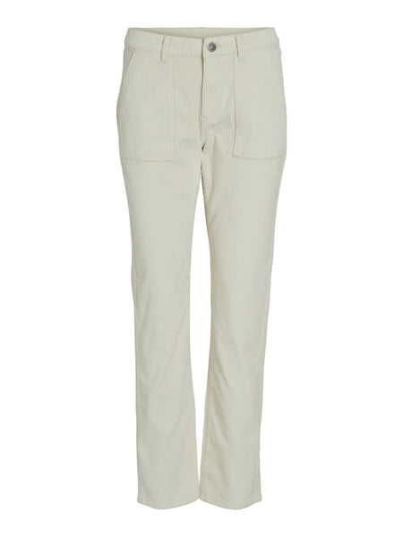 Vila Straight Leg Cord Jeans in Cream