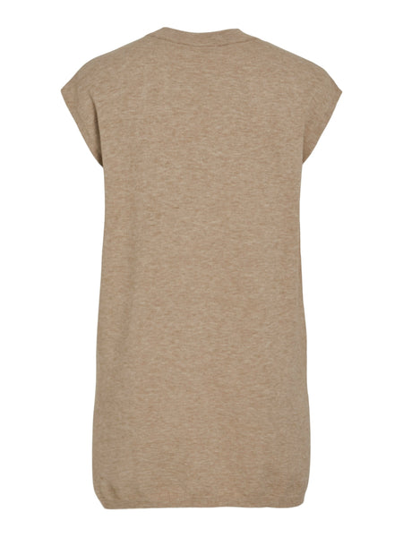 Vila Oversized Knit Vest in Beige