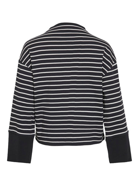 VILA Striped Funnel Neck Top in Black