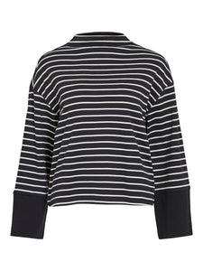 VILA Striped Funnel Neck Top in Black