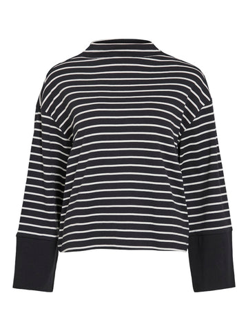 VILA Striped Funnel Neck Top in Black