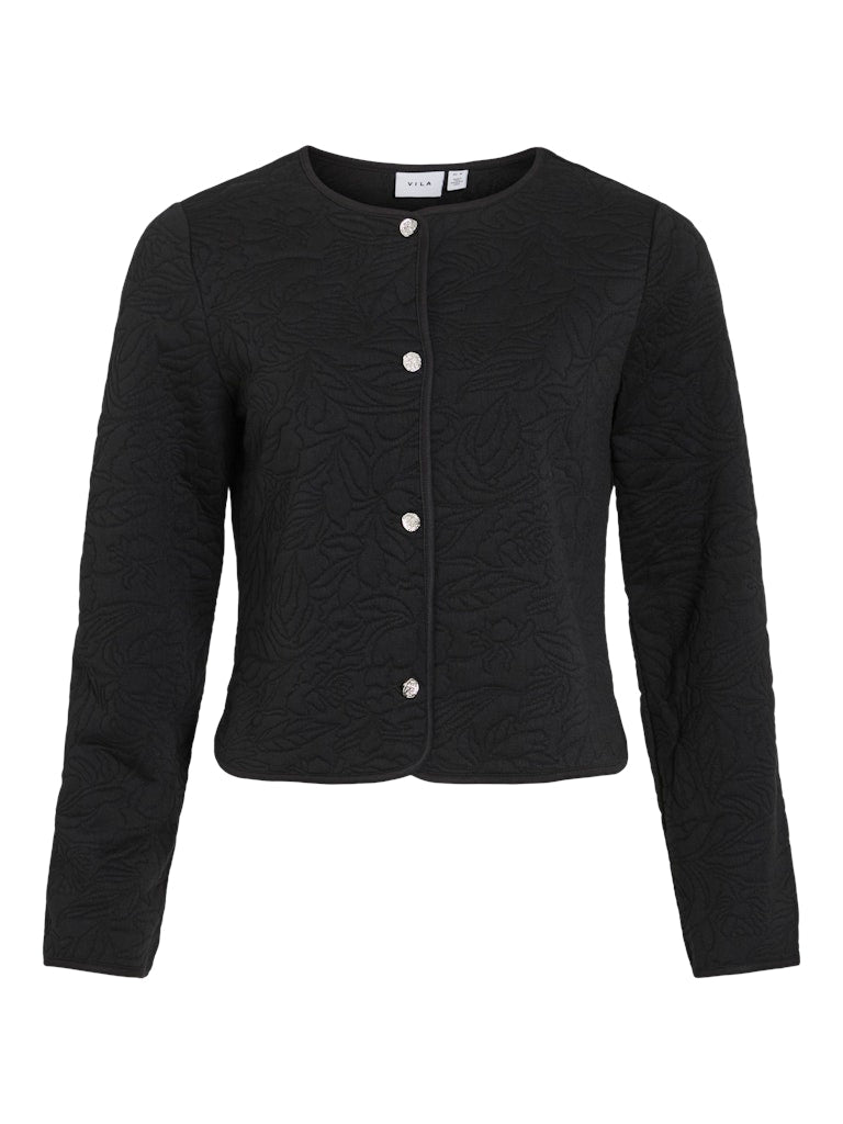 VILA Short Floral Cardigan in Black