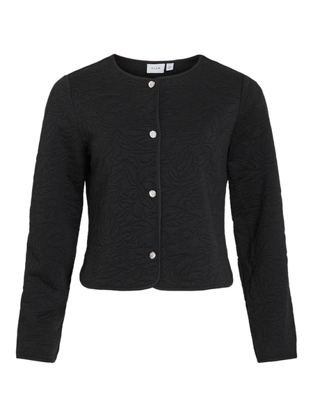 VILA Short Floral Cardigan in Black