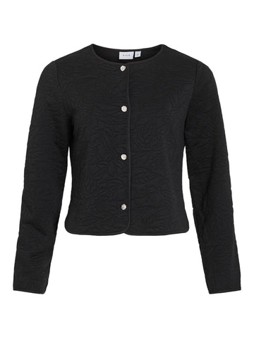 VILA Short Floral Cardigan in Black