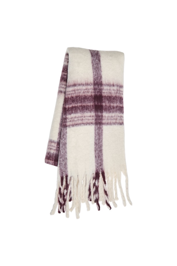VILA Checked Knit Scarf in Burgundy