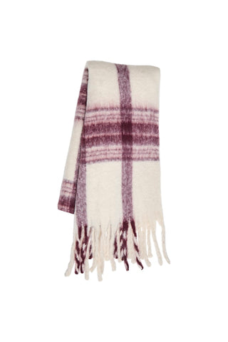 VILA Checked Knit Scarf in Burgundy
