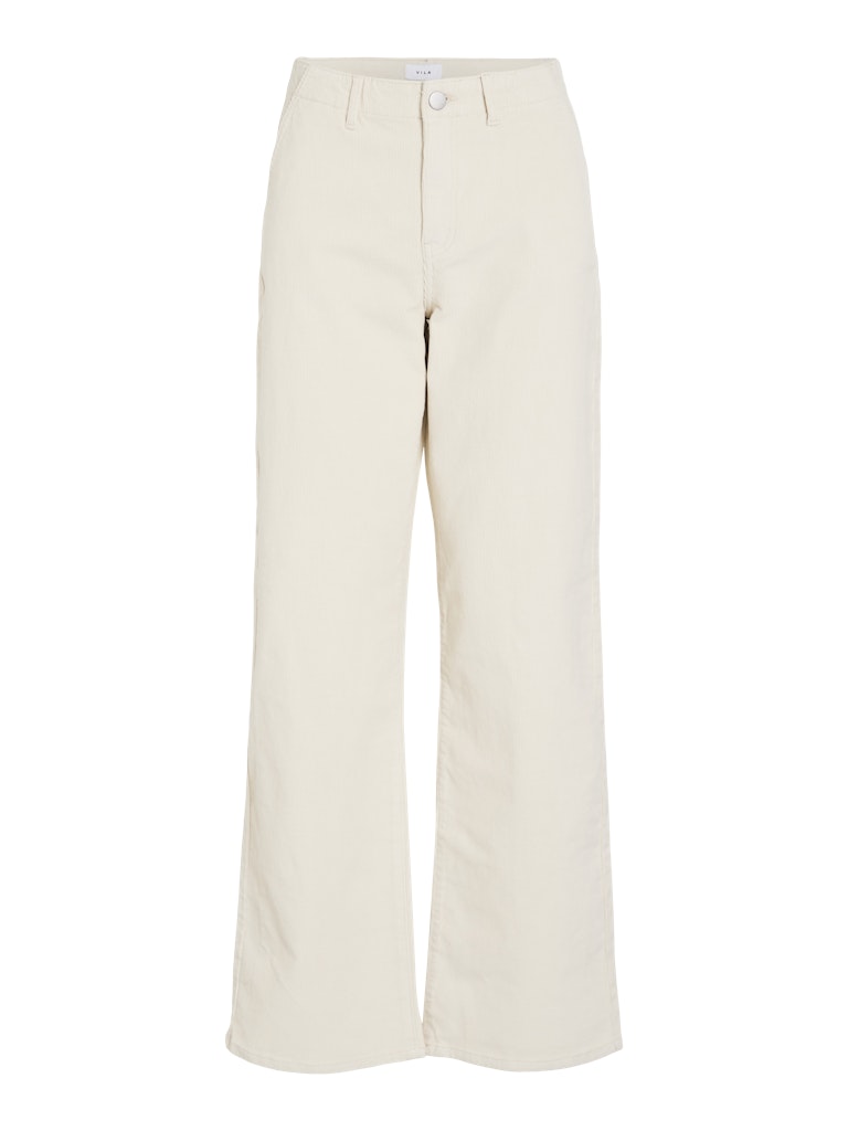 VILA Wide Leg Cord Trousers in Cream