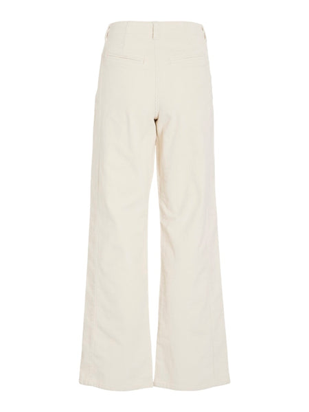 VILA Wide Leg Cord Trousers in Cream
