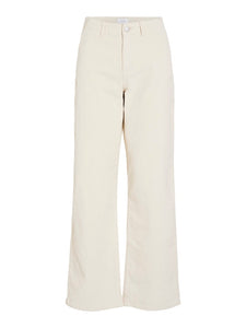 VILA Wide Leg Cord Trousers in Cream