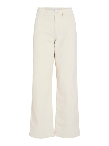 VILA Wide Leg Cord Trousers in Cream