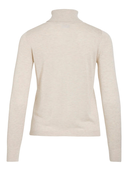 VILA Roll Neck Knit Top in Beige
