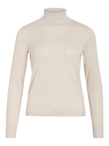 VILA Roll Neck Knit Top in Beige