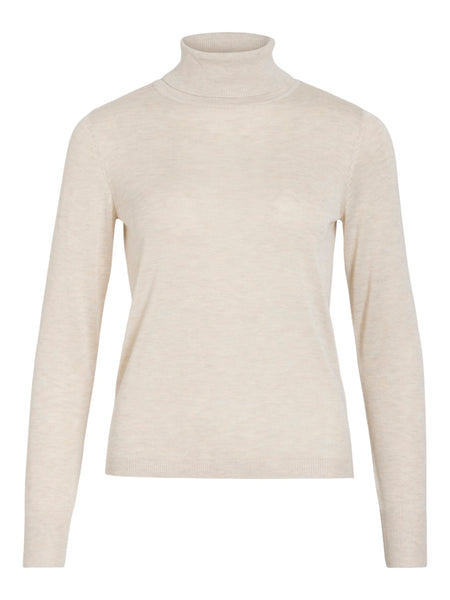 VILA Roll Neck Knit Top in Beige