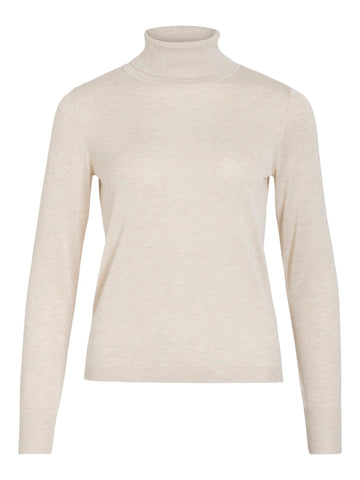 VILA Roll Neck Knit Top in Beige