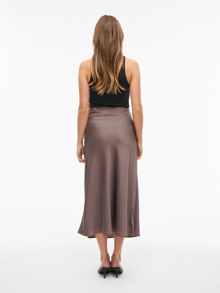 VILA Satin Look Skirt in Taupe