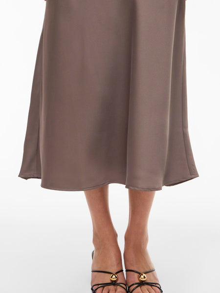 VILA Satin Look Skirt in Taupe