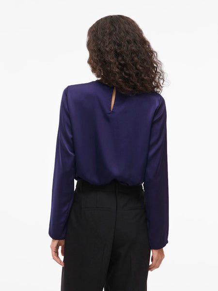 VILA Satin Look Long Sleeve Top in Purple