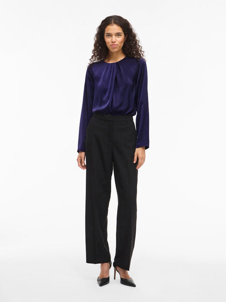 VILA Satin Look Long Sleeve Top in Purple