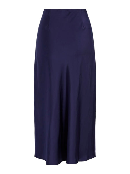 VILA Satin Look Midi Skirt in Purple