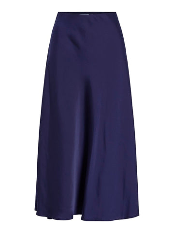 VILA Satin Look Midi Skirt in Purple