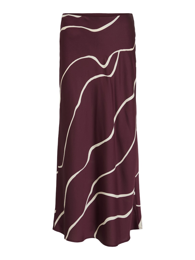 VILA Patterned Satin Look Skirt in Burgundy