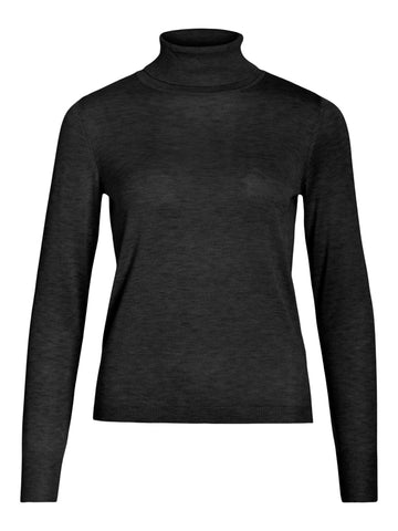 VILA Roll Neck Knit Top in Black