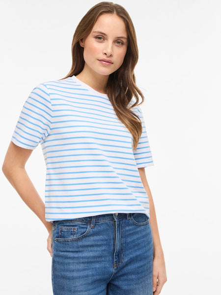 VILA Striped T-Shirt in Blue