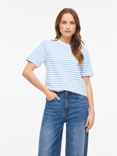 VILA Striped T-Shirt in Blue