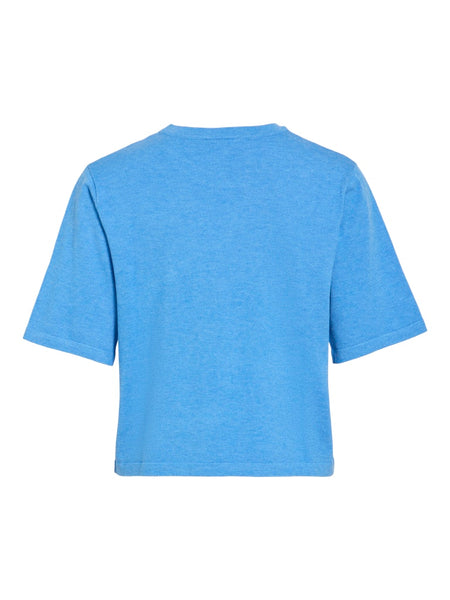 VILA Short Sleeve Knit Top in Blue