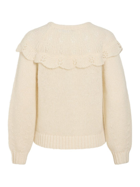 VILA Frill Detail Knit Jumper in Cream