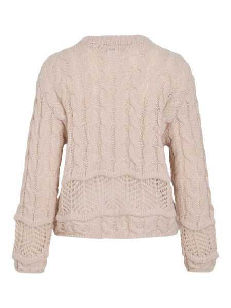VILA Cable Knit Jumper in Beige