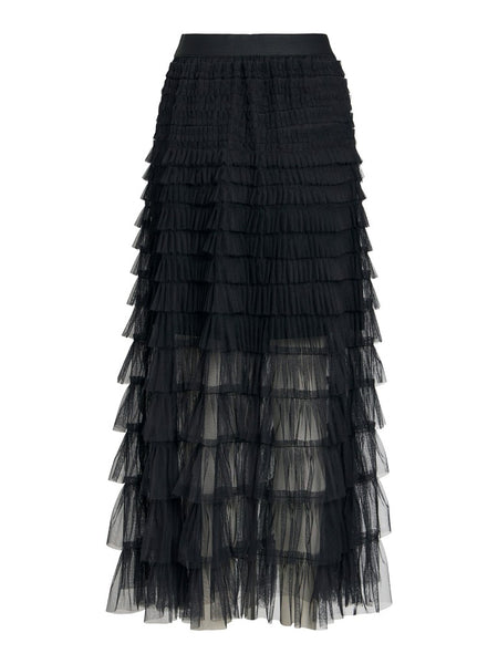VILA Frilled Ankle Skirt in Black