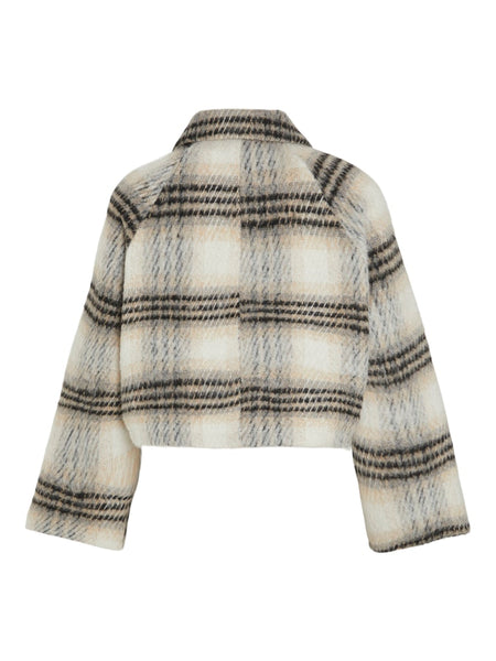 VILA Checked Short Jacket in Cream