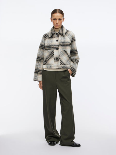 VILA Checked Short Jacket in Cream