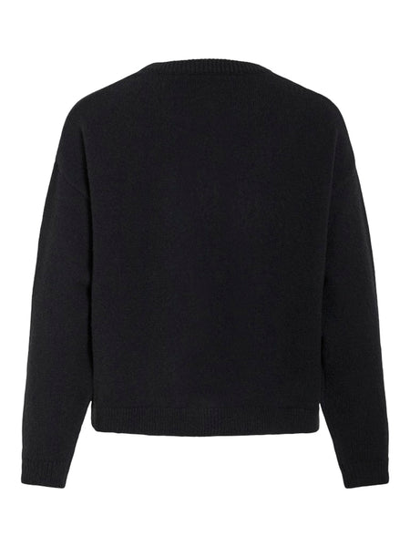 VILA Sequin Bow Knit Cardigan in Black