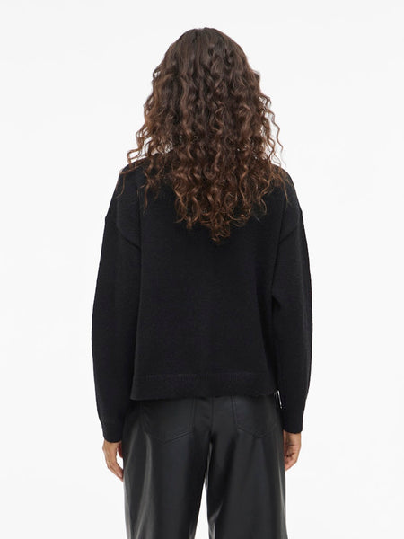 VILA Sequin Bow Knit Cardigan in Black