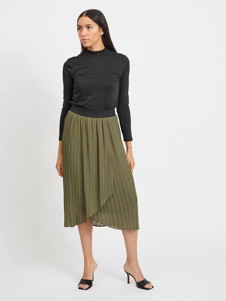 VILA Long Sleeve High Neck Top in Black
