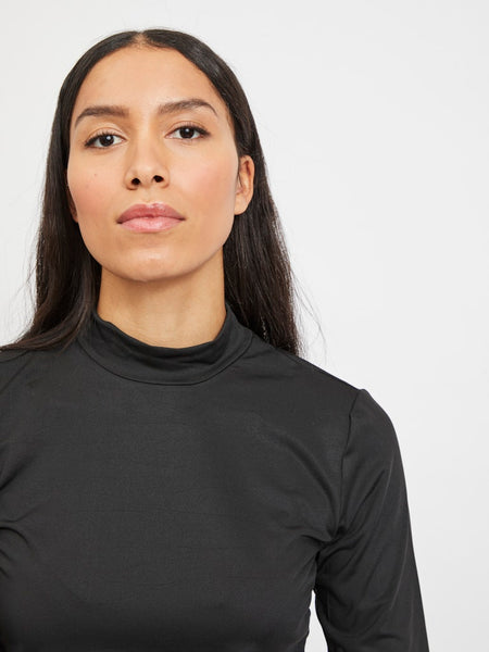 VILA Long Sleeve High Neck Top in Black