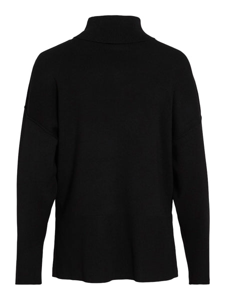 VILA Roll Neck Knit Jumper in Black