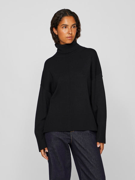 VILA Roll Neck Knit Jumper in Black