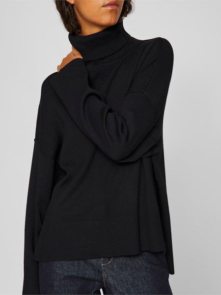 VILA Roll Neck Knit Jumper in Black
