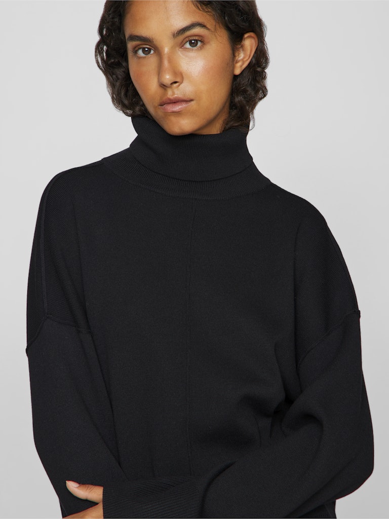 VILA Roll Neck Knit Jumper in Black